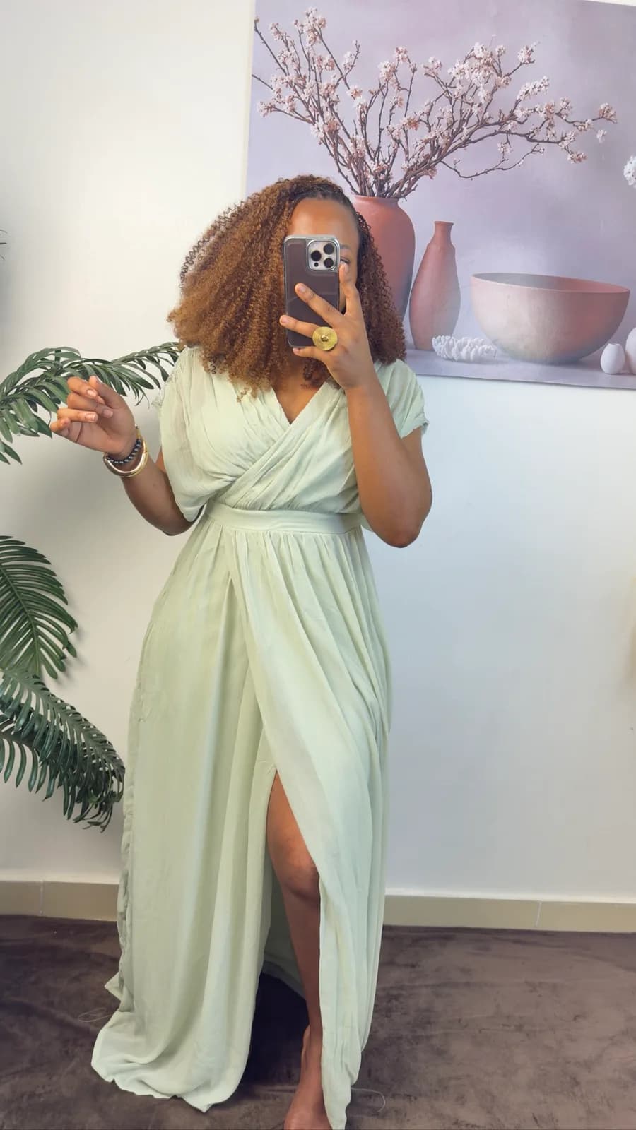Sage Green Chiffon Wrap Maxi Dress