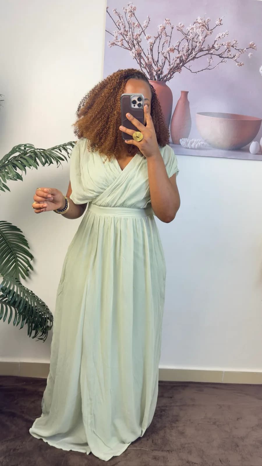 Sage Green Chiffon Wrap Maxi Dress