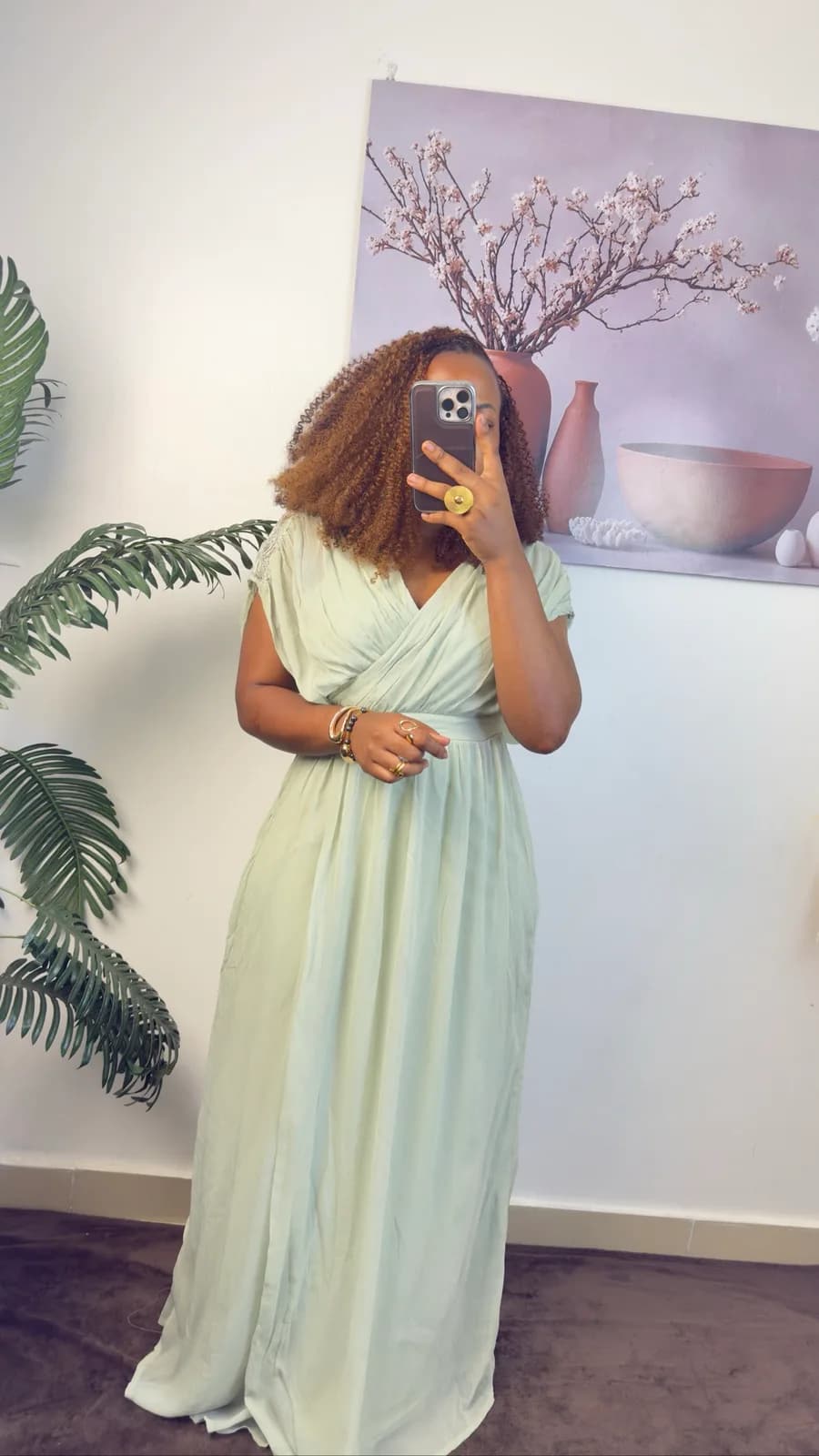 Sage Green Chiffon Wrap Maxi Dress