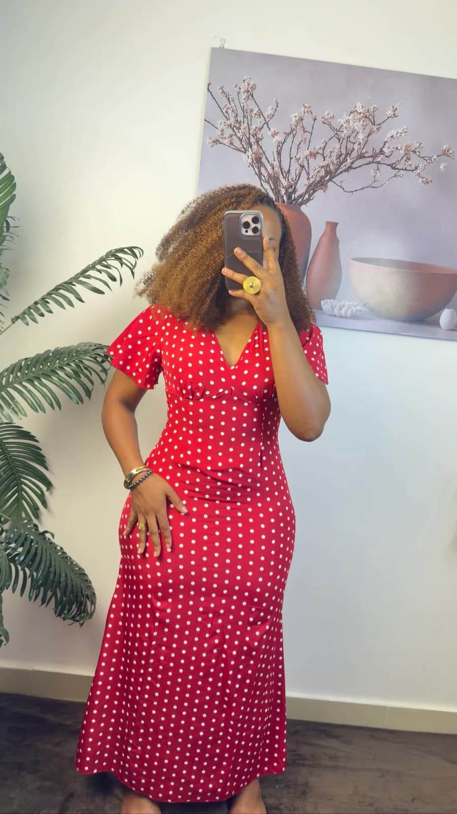 Red Polka Dot Midi Dress