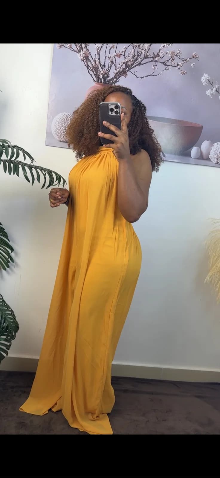 Mustard Yellow Halter-Neck Maxi Dress