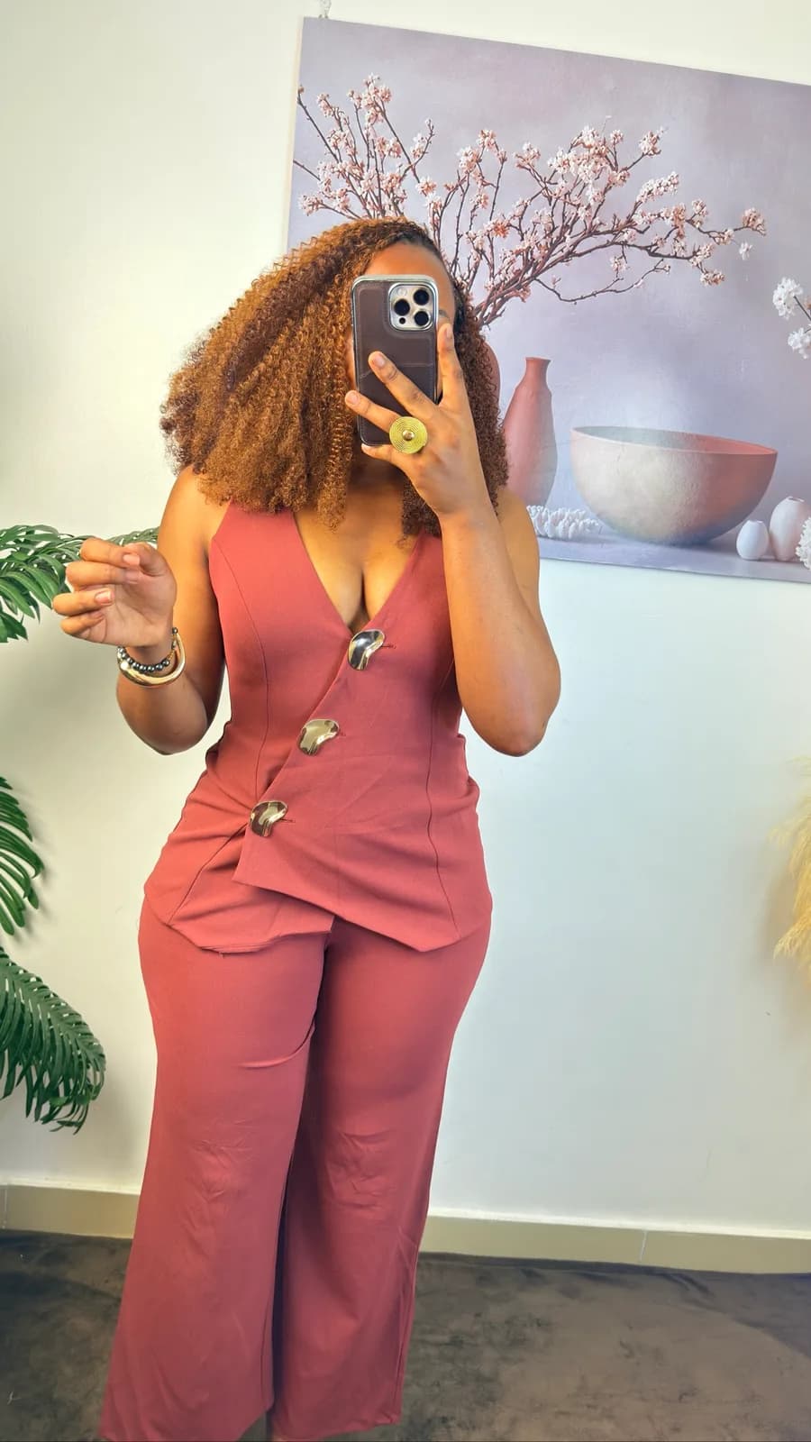 Dusty Rose Double-Breasted jumpsuit