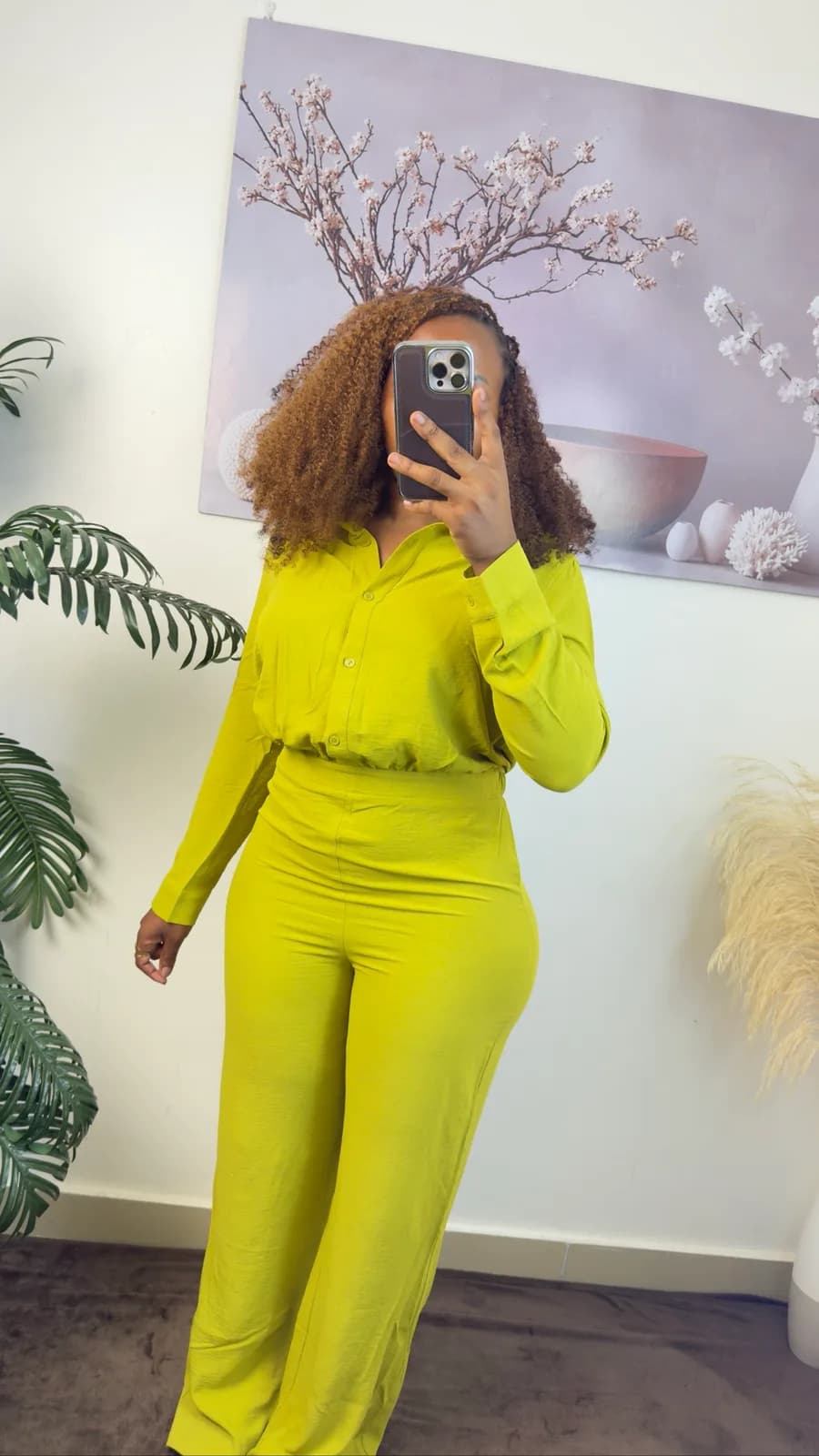 Lime Green Button-Up Jumpsuit
