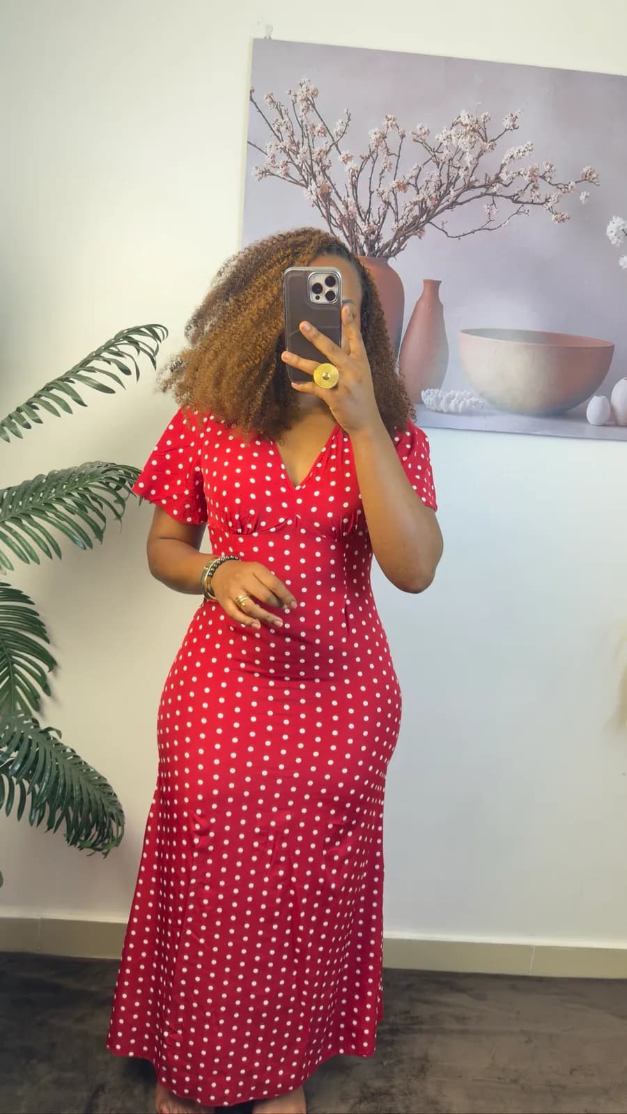 Red Polka Dot Midi Dress