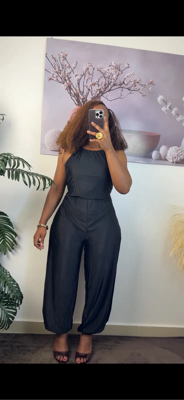 Black Halter-Neck Wide-Leg Jumpsuit
