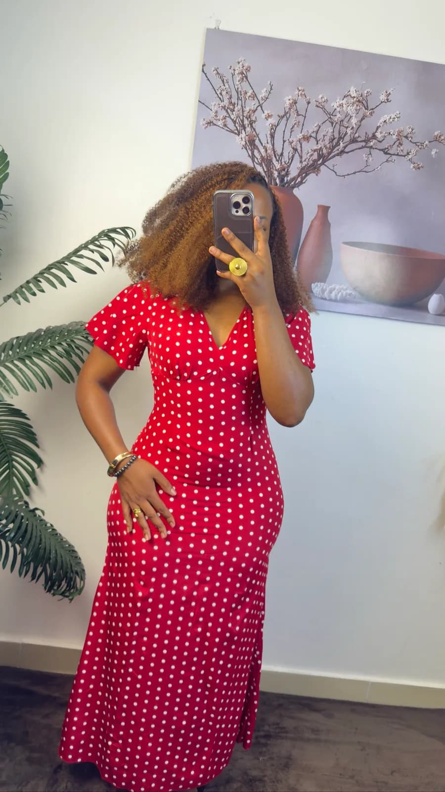 Red Polka Dot Midi Dress