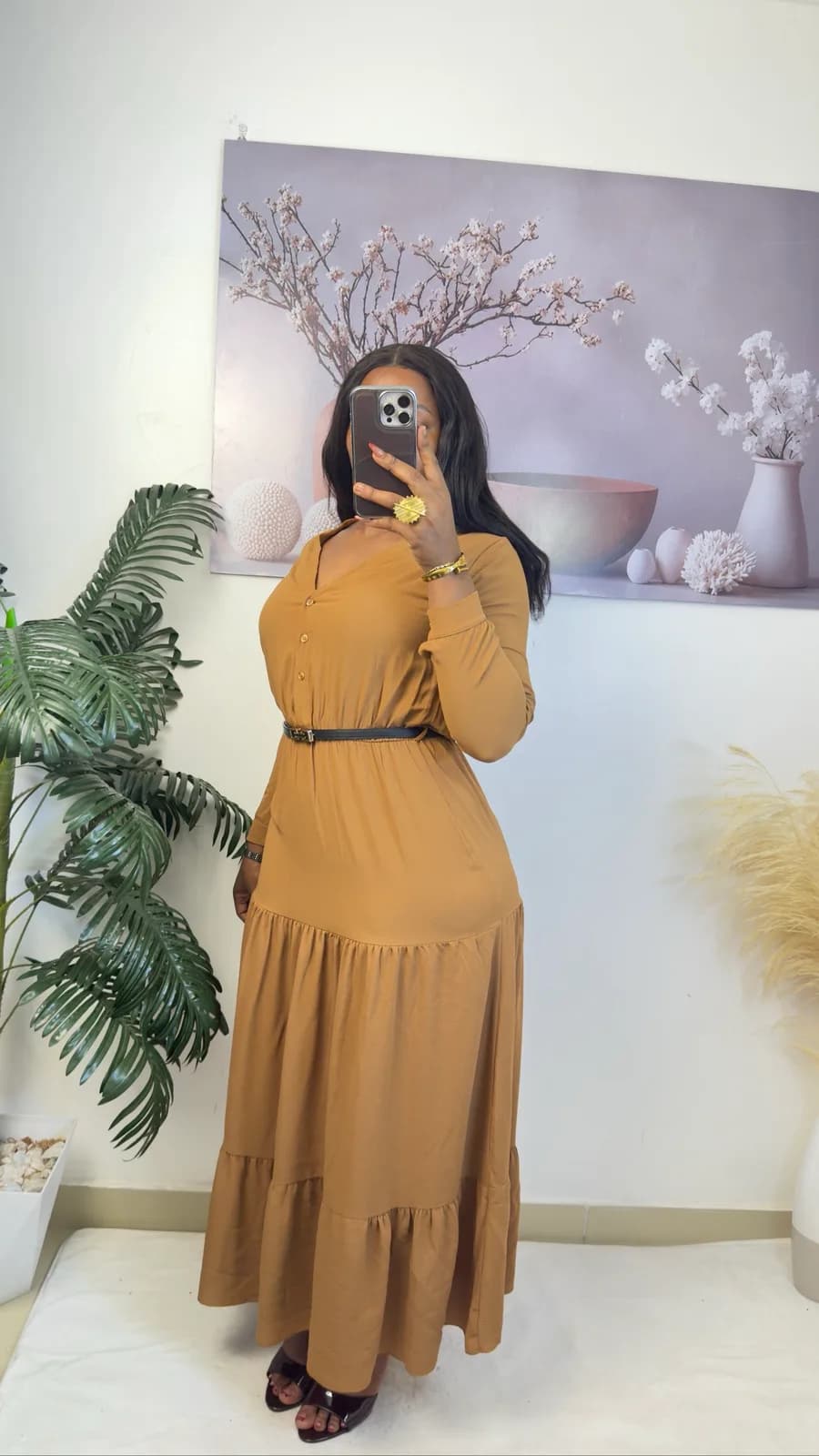 Mustard Tiered Maxi Dress
