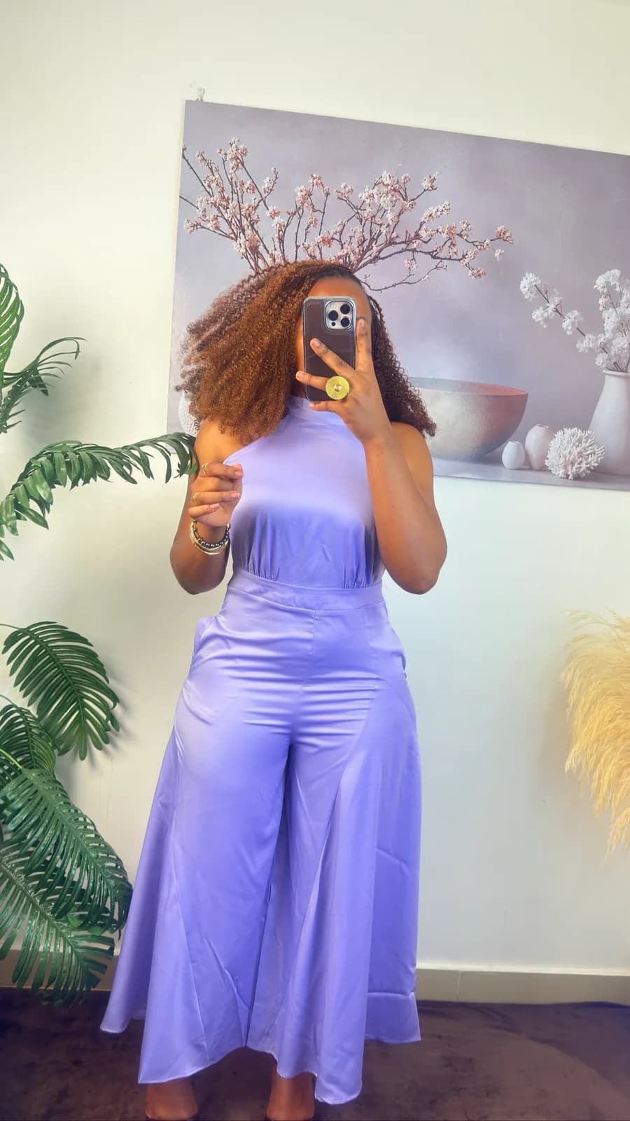 Lilac Halter-Neck Wide-Leg Jumpsuit