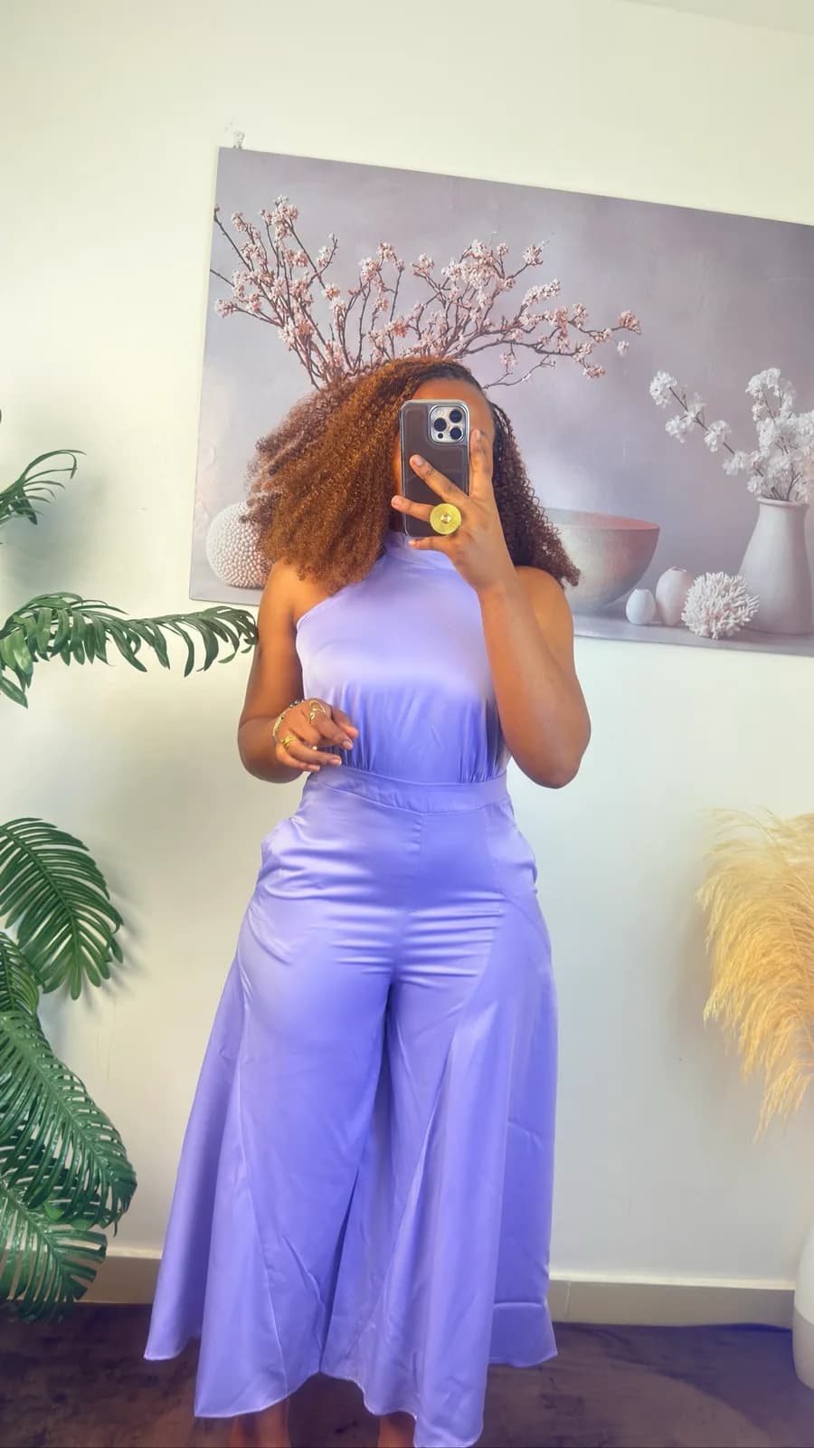Lilac Halter-Neck Wide-Leg Jumpsuit
