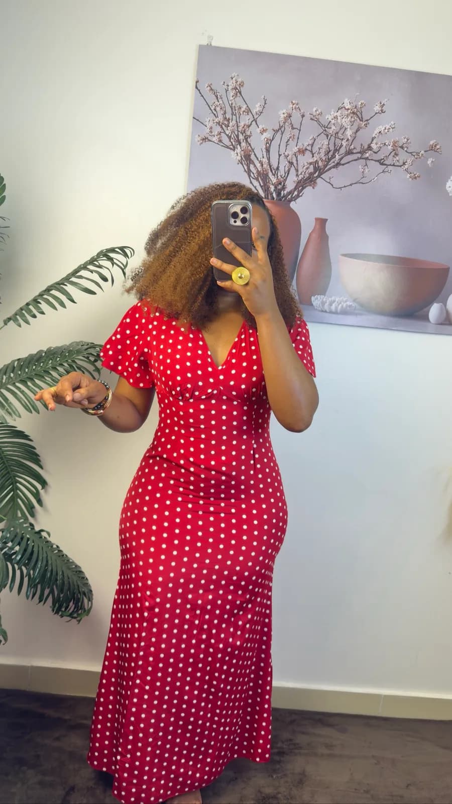 Red Polka Dot Midi Dress
